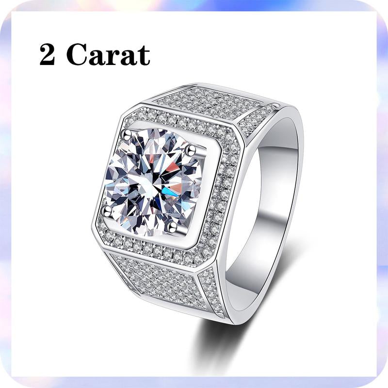 [255 Ring for Men] Synthetic Moissanite Men'S Ring - 925 Silver Jewelry Engagement Casual Daily Wearing With
